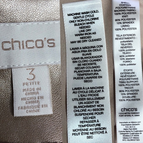 🌵Chico’s Gold Assymetric Zip Mixed Media Jacket - Picture 5 of 8